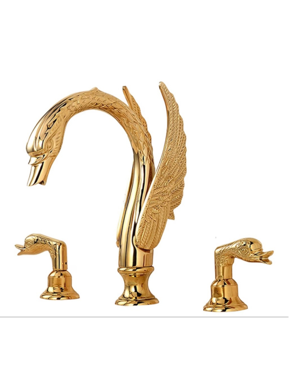NEW Golden Gold Ornate Swan Bathroom Sink Faucet Combo Deck Mount Sink Mix $230